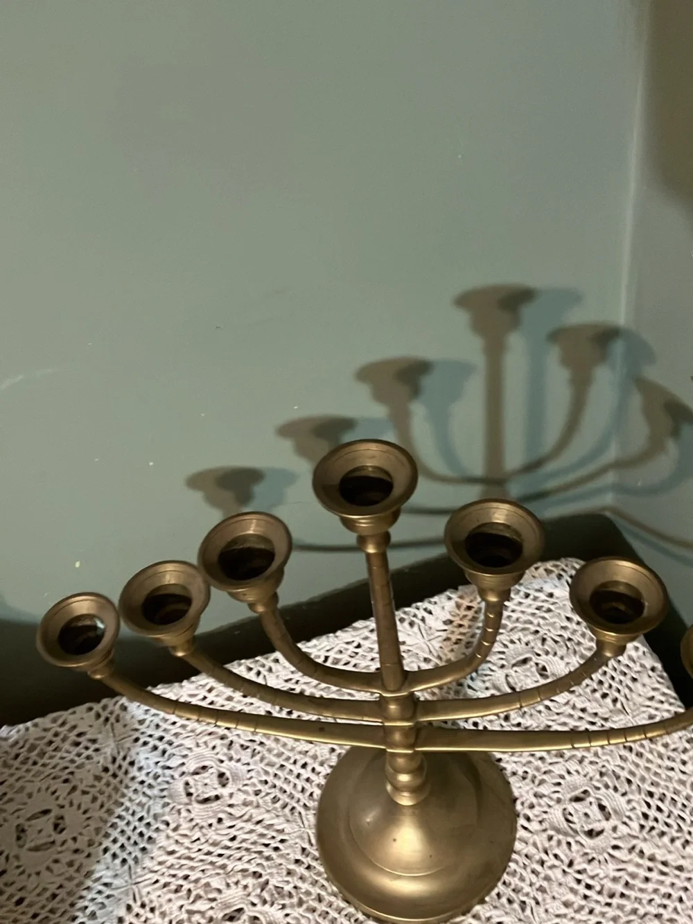 Vintage Brass 7-Branch Menorah Candle Holder Candle Holder